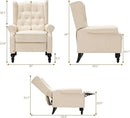 Mid Century Wingback Recliner Chair for Adults, Modern Linen Fabric Push Back Recliner Chairs with Button Tufted Upholstered Back & Footrest, Manual Recliner Chais for Living Room, Nursery, Beige by CozyNest Decor