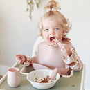 Ali+Oli Spoon & Fork Learning Set for Toddlers (Powder Pink) 6m+ Grab Easy BPA Free Food-Grade Silicone Handle, Kids Silverware Self Feeding Baby Utensil, Multi-stage Baby Feeding Set Ergonomic Design by TinyTreasures Baby Boutique