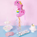 WERNNSAI Foldable Dinosaur Piñata - Pull String Dinosaur Birthday Party Supplies Extendable Piñata with Blindfold Bat and Tassels Dinosaur Birthday Decoration Pink Dinosaur Piñatas for Classroom Game by TinyTreasures Baby Boutique