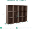 12-Cube Storage Shelf Bookcase - Wooden 3-Tier Floor Standing Open Bookshelf for Home and Office, Cuby Orgainzer, Walnut by CozyNest Decor