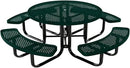 Heavy-Duty Portable Outdoor Kids Table with Umbrella Hole, Punched Steel Kids Picnic Table, Commercial-Grade, Made in America (46 in, Round, Childrens, Textured Dark Green) by GreenHaven Gardens