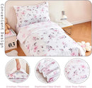 PERFEMET Floral Toddler Bedding 4-Piece Pink Flower Toddler Girls Comforter with Sheet Set Reversible Butterfly Crib Bed Sets-Comforter, Fitted Sheet,Flat Sheet,Pillowcase by TinyTreasures Baby Boutique
