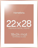 Homeforia 22x28 Rose Gold Picture Frame, High End Metal 22x28 Poster Frames with Mat 18x24 inch Photo, 22 x 28 Thin Frame Matted to 18 x 24 Print, 28x22 Large Frame, Tempered Glass, Wall Kit, Set of 1 by CozyNest Decor