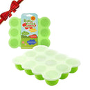 Samuelworld Baby Food Storage Container, 12 Portions x 2.5oz - BPA Free Silicone Freezer Tray with Clip-On Lid for Milk Storage, Homemade Baby Food, Vegetable & Fruit Purees - Green(For 6 Months+ by TinyTreasures Baby Boutique