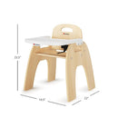 Foundations Easy Serve Low Wood Feeding Chairs Multipack, Adjustable Harness, Removable Dishwasher Safe Tray, No-Tip Base, Stackable Toddler Chairs, 2 Pack (13 inch) by TinyTreasures Baby Boutique