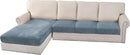 H.VERSAILTEX Velvet Stretch Sectional Couch Covers - 4 Piece Sofa Seat Cushion Set - L Shape Separate Cushion - Both Left/Right Couch Chaise Cover - Large Sofa 3 Seater + 1 Chaise, Stone Blue by CozyNest Decor