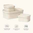 La Jolie Maison Vegan Leather Storage Boxes with Lids, Set of 3 Decorative Storage Containers Organize Stackable Storage Box, Beige by CozyNest Decor