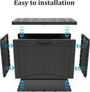 45 Gallon Lockable Resin Deck Box, Waterproof & UV-Resistant Outdoor Storage Box for Outdoor Cushion Storage, Garden Tools & Pool Accessories Storage, Black by GreenHaven Gardens