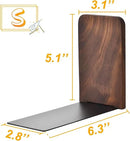 Book Ends, Black Walnut Wooden Bookends for Shelves - Heavy Duty Non-Slip Book Organizers, Upgraded Decorative Bookend Holders for Home, Kitchen, Office, Set of 2, Small by CozyNest Decor