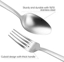 Stainless Steel Flatware Set Hand Forged 18/10 Silverware Set Cutlery Set Silver Cuboid Handle Matte Finished 20 Pieces Service for 4 by CozyNest Decor