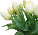 15pcs Artificial Tulips Flowers, Fake Tulips Real Touch, Faux Latex Bouquets, for Party Wedding Home Room Decoration (White) by CozyNest Decor