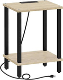 TUTOTAK End Table with Charging Station, Small Side Table with Outlets, Nightstand Bedside Table, 2-Tier Storage Shelf for Small Space, Living Room, Bedroom, Oak TB01BO040 by CozyNest Decor