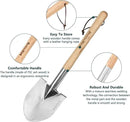 Berry&Bird Short Hand Shovel, 19.8’’ Digging Trowel for Gardening with Wood Handle Stainless Steel Round Point Spade Shovel with Serrated for Cutting, Transplanting & Weeding by GreenHaven Gardens