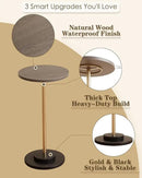 Masupu Drink Table, Round Side Table for Small Spaces, Pedestal Side Table, Small End Table with Metal Base, for Living Room, Bedroom, Bathroom, Grey by CozyNest Decor