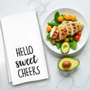 Hello Sweet Cheeks Hand Towel, Waffle Weave Microfiber Bathroom Towel, Funny Rustic Farmhouse Decor, Cute Guest Bathroom Accent by CozyNest Decor
