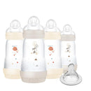 MAM 9oz Easy Start Anti-Colic Baby Bottles, Medium Flow with Bonus Fast Flow Nipple, Breastfeeding-Like Silicone, Reduces Colic and Gas, Easy-to-Clean, BPA-Free, 2 Plus Months by TinyTreasures Baby Boutique