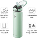 Enerbone 24 oz Insulated Water Bottle, Stainless Steel Bottle with Carrying Strap, Double-Wall Vacuum Insulation Design, Leakproof Sports Bottle with Straw, Keep Drinks Cold or Hot for Hours by CozyNest Decor