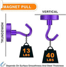 MIKEDE Magnetic Hooks, 40Lbs+ Heavy Duty Magnet Hooks for Cruise Cabins, Super Neodymium Hanging Hooks Strong Magnets with Hook for Fridge, Magnetic Hanger for Grill, Toolbox, Storage(Purple, 10 Pack) by CozyNest Decor