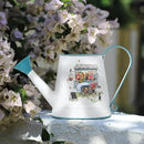 Cute Small Watering Can Indoor Plants Garden Metal Decorative Watering Cans for Outdoor Plants Bonsai Outdoor Garden Flower Decorative (White Blue, 1.5L, 50.7 Oz) by GreenHaven Gardens