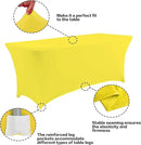 IVAPUPU 2 Pack 6FT Table Cloth for Rectangular Fitted Events Stretch Yellow Table Covers Washable Spandex Tablecloth Protector for Party, Wedding, Cocktail, Banquet, Festival by CozyNest Decor