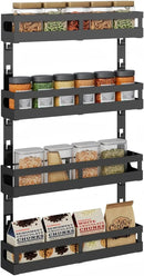 4-Tier Small Wall Mounted Spice Rack Organizer, Hanging Spice Shelf for Cabinet or Pantry, Height-Adjustable Seasoning Holder for Kitchen Storage, Black by CozyNest Decor