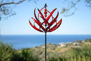 LimeHill Wind Spinner for Garden and Yard - Large Metal Kinetic Wind Sculptures for Outdoor Decor (91 Inches, Burgundy Lotus) by CozyNest Decor
