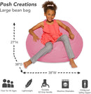 Posh Creations Bean Bag Chair for Kids, Teens, and Adults Includes Removable and Machine Washable Cover, Solid Pink, 38in - Large by TinyTreasures Baby Boutique