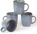 famiware Coffee Mugs Set of 4, Ocean Square 13oz Coffee Cup Set with Handle for Cocoa, Milk, Hot Chocolate, Tea, Water, Stoneware Cups for Kitchen, Microwave and Dishwasher Safe, Blue by CozyNest Decor