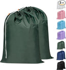 Polecasa Heavy Duty Large Laundry Bag with 130gsm Tear Resistant Fabric and Handles, Easy to Carry Durable Dirty Clothes Drawstring Bag, Perfect for College Dorm,Travel, 2 Pack 28”x36”,Green by TinyTreasures Baby Boutique