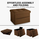 LINMAGCO Storage Ottoman Folding Foot Stool Foot Rest with Side Pocket Modern Ottoman with Storage Short Sofa Stool Linen Cloth 17x13x13(Brown) by CozyNest Decor