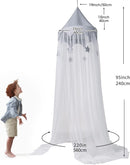 Canopy for Kids Bed with Stars, Crib Canopy with Dome, Elegant Net Hanging Fairy Girl Bed Canopy Princess Room Decoration Reading Nook Corner Curtain Fits Full Crib, Twin, Queen Play Castle Tent by TinyTreasures Baby Boutique