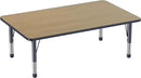 FDP Rectangle (36 x 60 inch) Classroom Table with Adjustable Chunky Toddler Legs (15-24 in); Preschool, Kinder and Daycare Furniture - Pasadena Oak Top/Navy Edge and Legs by CozyNest Decor