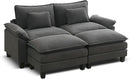 URRED Modular Sectional Sofa Comfy Cloud Couch, Modern Velvet Sofa Sleeper Deep Seat Couches with Ottoman/Pillows for Living Room (Dark Gray, 82.6''- 2 Ottomans) by CozyNest Decor