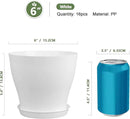 6 inch Plastic Nursery Pots, 16 Pack Plant Pots for Small Indoor Outdoor Plants, Flower Pots with Drainage Holes and Saucers, Decorative Seedling Starter Planters for House Plants, White by GreenHaven Gardens