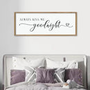 comurdyo Always Kiss Me Goodnight Sign for Bedroom Above bed Wall Decor 40''×15'' Large Wood Frame For Couples Over Bed Hanging Wall Art (Wood) by CozyNest Decor