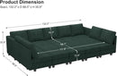 Belffin Large 15 Seat Modular Sectional Sofa with Storage Seat Corduroy Sleeper Sectional Sofa Bed Oversized Convertible Modular Couch for Living Room Green by CozyNest Decor