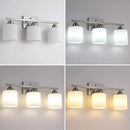 Stainless Steel Milk Glass Vanity Lights for Bathroom, 3 Light Brushed Nickel Bathroom Light Fixtures Over Mirror, Ceramic E26 Sockets Wall Mounted by CozyNest Decor
