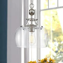 WUZUPS Chandelier Rustic Farmhouse Industrial Round Ceiling Pendant LED Light Fixture with Clear Glass Shades for Dining Room Kitchen Island Foyer Entryway, H 13" x W 10", E26 Base, Brushed Nickel by CozyNest Decor