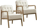 Linen Accent Chair Set of 2, Mid Century Modern Chair for Living Room, Upholstered Comfy Lounge Armchair with Solid Wood Frame, Reading Side Chair for Bedroom,105°Ergonomic Comfort, White by CozyNest Decor