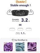 Ceramic Slow Feeder Dog Bowls Small Breed, 0.6 Cups Dog Food Dish for Fast Eaters, Puzzle Bowl for Small Dogs and Cats,Black by CozyNest Decor