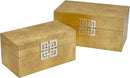 Galt International Storage Box Set Decorative Storage Box w/Hinged Lid Classic Design Wood Decor Boxes with Geometric Clasp Storage for Bedroom & Home - Set of 2 (Gold Leaf) by CozyNest Decor