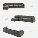 mopio Oversized Modular Sectional Sofa with Fully Removable Covers and Storage, Convertible U, L-Shaped and Sleeper Sectional, Modern Couches with Ottoman Chaise (Stone Gray Fabric, 5 Seats, L) by CozyNest Decor