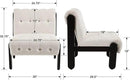 Modern Armless Accent Chair Set of 2 for Living Room, Beige Chenille Button Tufted Upholstered Lounge Reading Chair with Black Wood Frame by CozyNest Decor