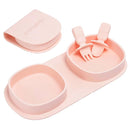 Silicone Foldable Novelty Dinner Plates,Baby Plates Travel Essential with Forks and Spoons,Microwave & Dishwasher Safe,Blush by TinyTreasures Baby Boutique
