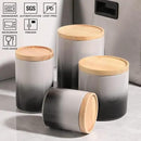 Sweejar Ceramic Food Storage Jar, Stackable Kitchen Canisters, Containers with Airtight Seal Wooden Lid for Serving Ground Coffee, Tea, Sugar, Salt and More - 16 Fl Oz (Gradient Gray) by CozyNest Decor