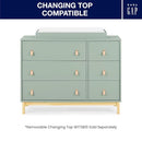 Delta Children babyGap Legacy 6 Drawer Dresser with Leather Pulls and Interlocking Drawers Greenguard Gold Certified, Sage Green w/Natural by TinyTreasures Baby Boutique