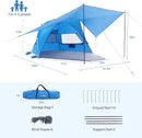 Elegear Beach Tent with Canopy, 1-Second Setup Pop Up Sun Shelter Shade, UPF 50+ UV Protection Silver-Coated Lightweight Portable Beach Cabana by TinyTreasures Baby Boutique
