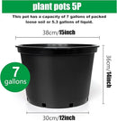 7 Gallon Plastic Nursery Pots, 15 Inch Large Plastic Pots for Plants, Round Plant Pots with Drainage Holes, Flower Pots for Outdoor Indoor Plants (5-Pack, Black) by GreenHaven Gardens