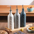 Sweejar Large Olive Oil Dispenser Bottle with Spout, 24 Oz Ceramic Oil Dispenser for Kitchen, Relief Opaque Oil Cruet, Oil Container for Cooking, EVOO, Avocado Oil, Vinegar, Pack of 1 (White) by CozyNest Decor