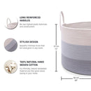OrganiHaus Large Laundry Basket, Woven Cotton Rope Basket for Blankets, Toy Storage, Nursery Hamper, Living Room Decor Organizer, Soft & Durable Hamper with Handles, 20x13 inches - Gray by TinyTreasures Baby Boutique